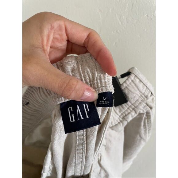 GAP Shorts Mens Medium Linen Blend Chico Beige Pockets Elastic Waist Preppy - Picture 5 of 7